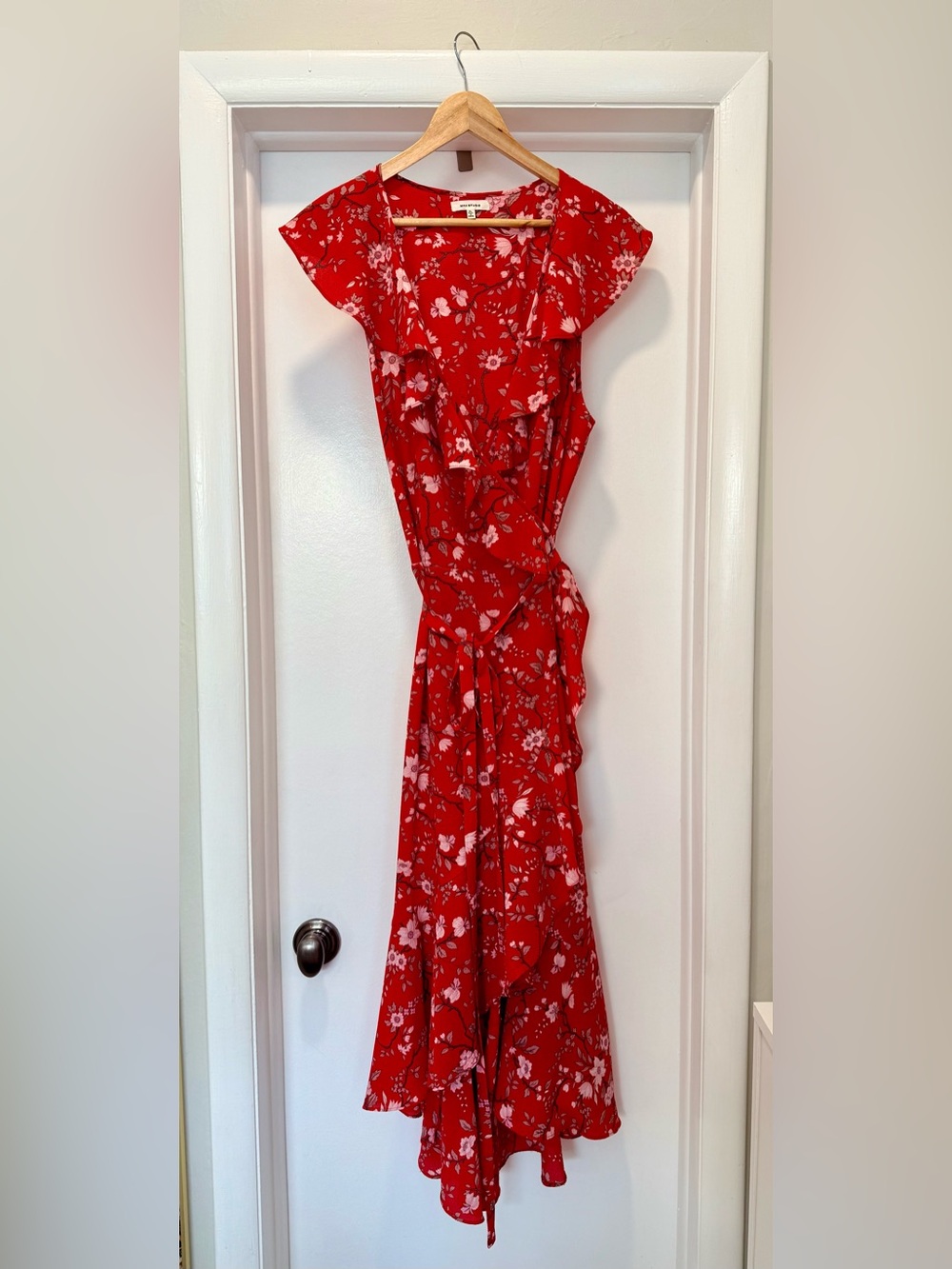 Max Studio Red Floral Wrap Dress